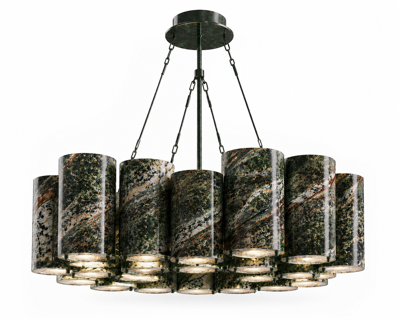 Le Lustre Monumental Couronne "Colonnade" en Marbre Vert Alpine