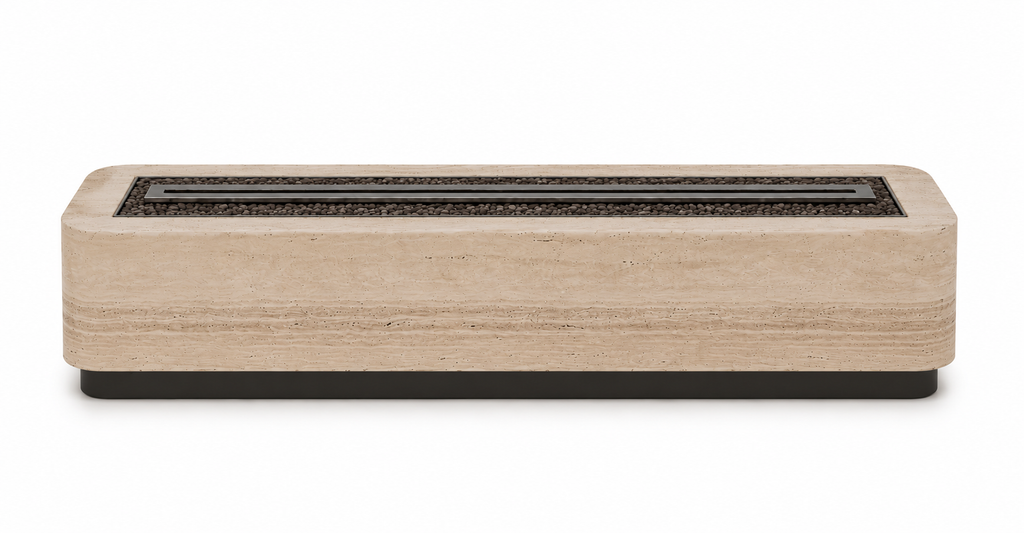 Le Brasero Rectangulaire "Canyon" en Travertin Classique
