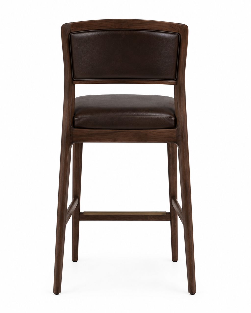 Le Tabouret de Bar Capitronné "Directoire" en Noyer et Cuir Sombre