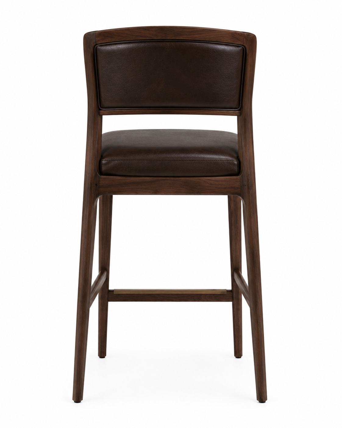 Le Tabouret de Bar Capitronné "Directoire" en Noyer et Cuir Sombre