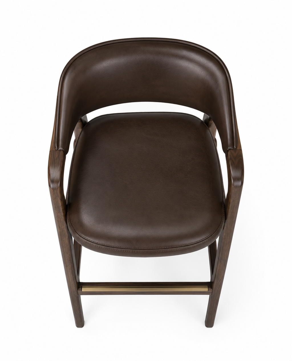 Le Tabouret de Bar "Club" en Noyer et Cuir Brun