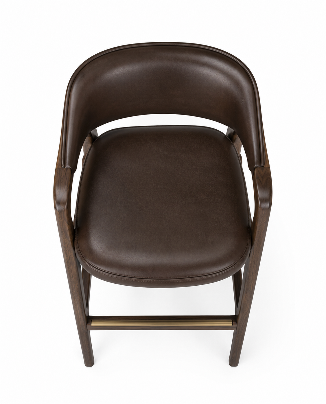 Le Tabouret de Bar "Club" en Noyer et Cuir Brun