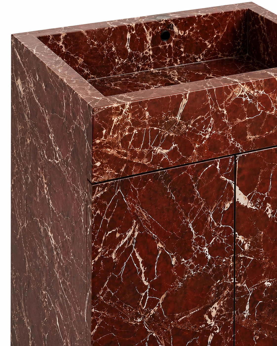 Le Meuble Vasque Monolithe Totem "Palazzo" en Marbre Rouge Levanto