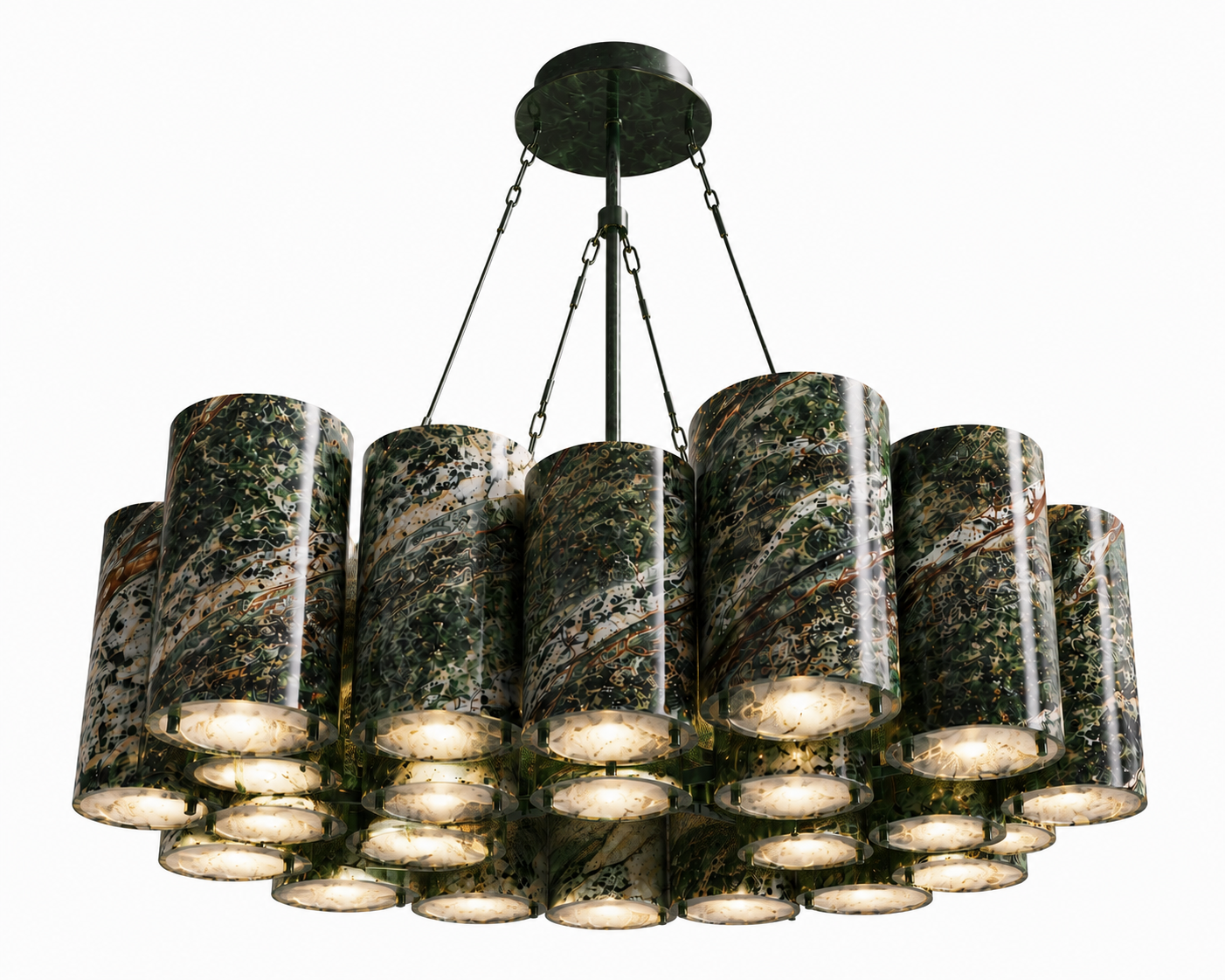 Le Lustre Monumental Couronne "Colonnade" en Marbre Vert Alpine