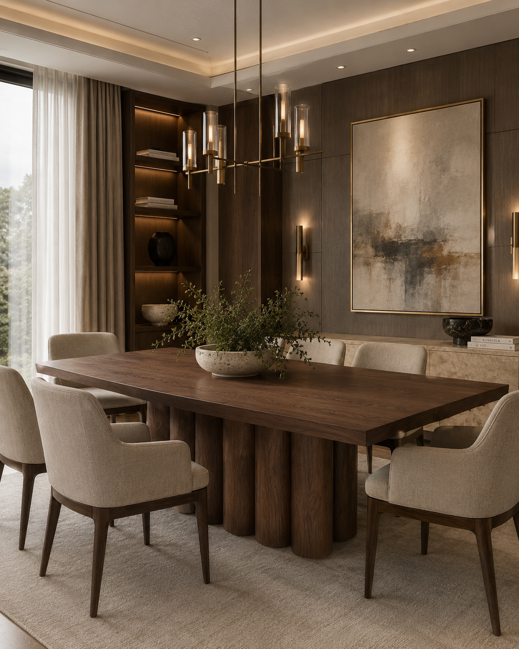 La Table à manger "Colonnade" en Noyer Impérial