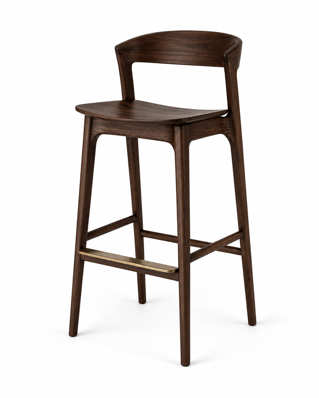 Le Tabouret de Bar Exécutif "Séquence" en Noyer et Laiton