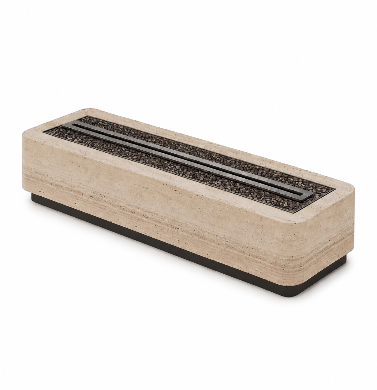 Le Brasero Rectangulaire "Canyon" en Travertin Classique