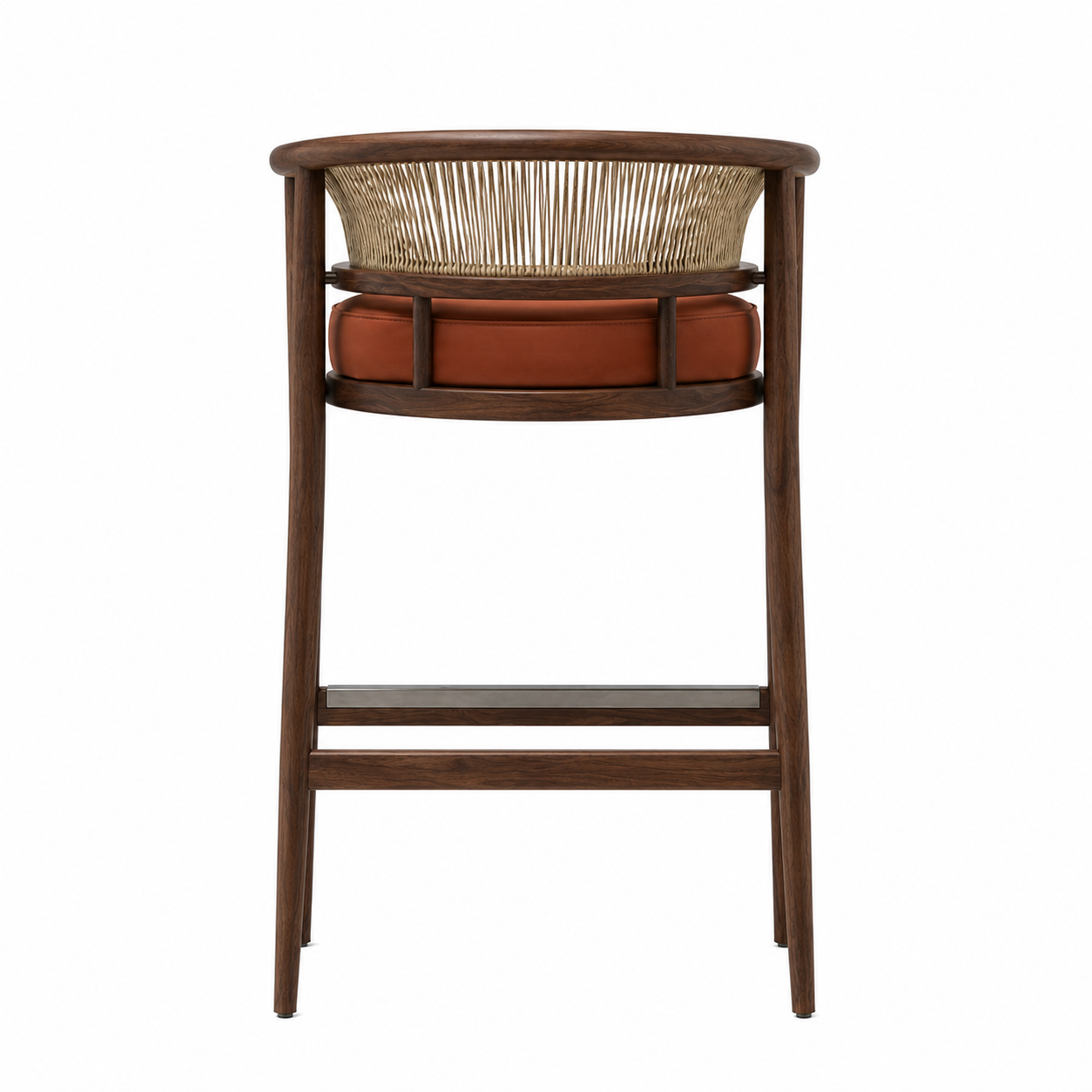 Le Tabouret de Bar "Oasis" en Noyer et Corde Tressée