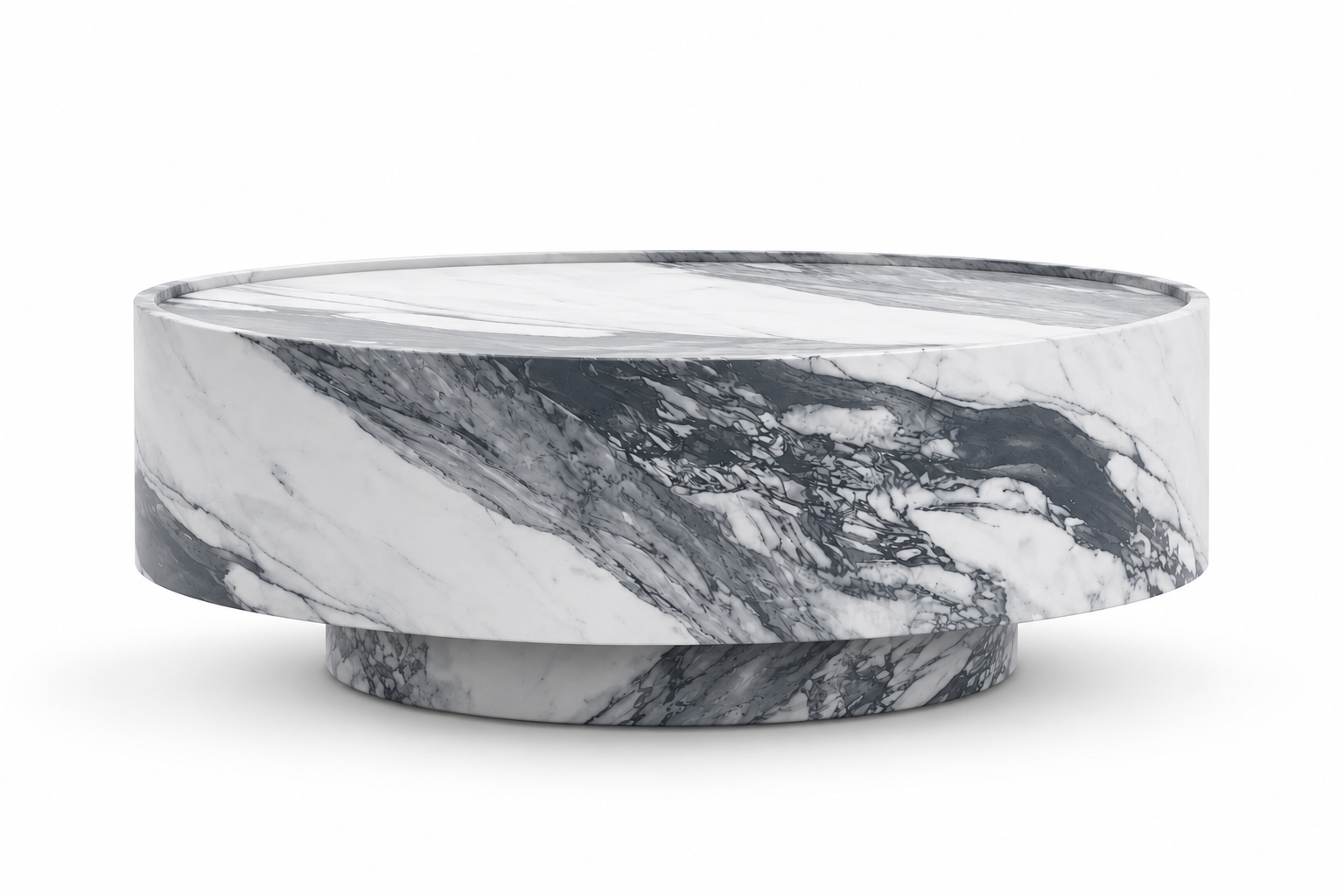 La Table Basse Circulaire "Cratère" en Marbre Copacabana
