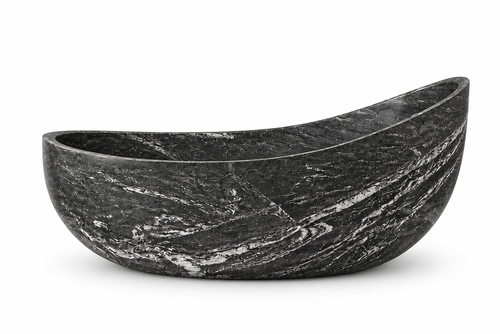 La Baignoire Îlot Monolithe Organique "Crescent" en Quartzite Charcoal