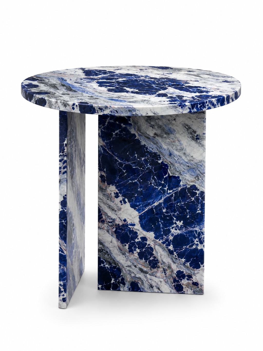 Le Guéridon Géométrique "Azurite" en Sodalite Bleue