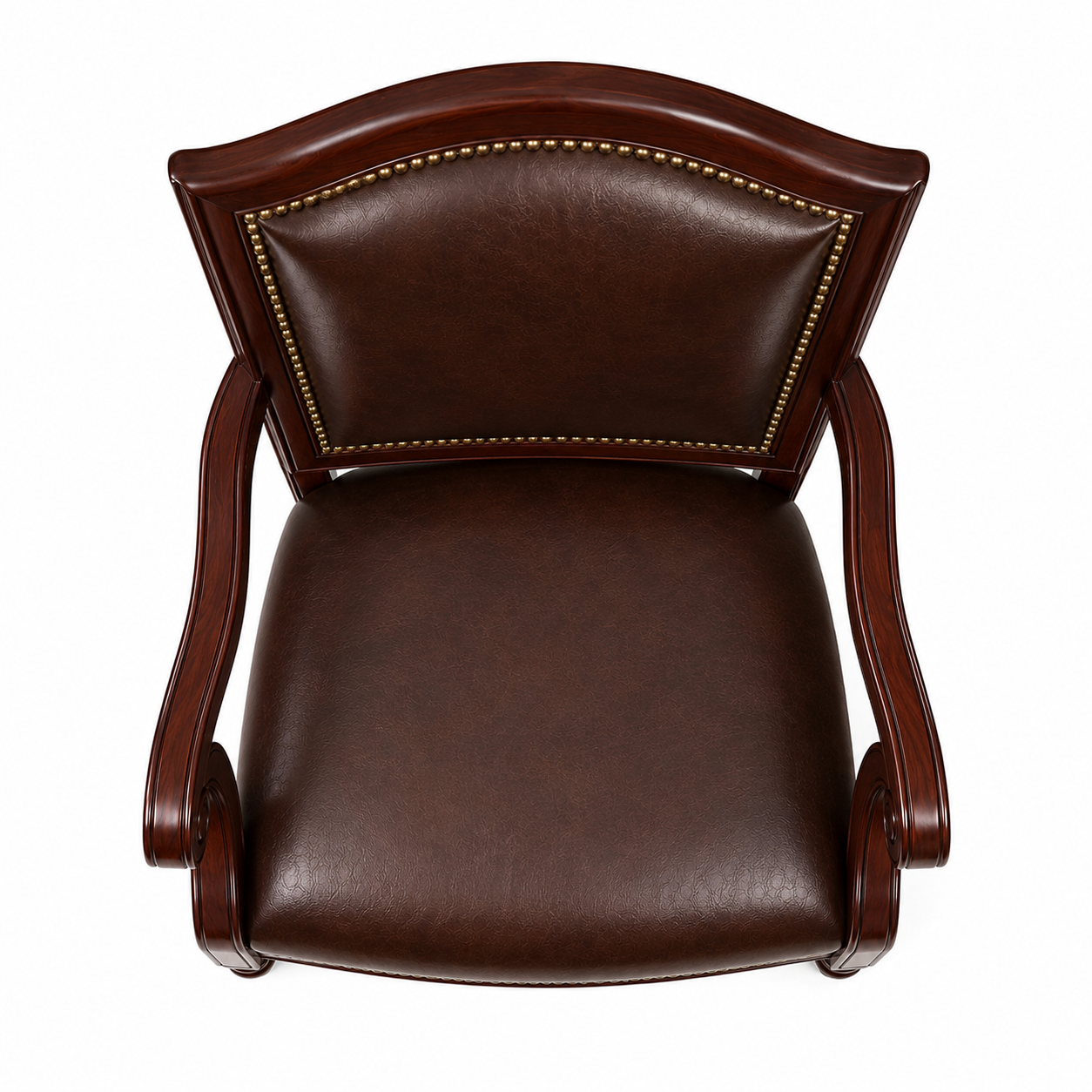 Le Fauteuil Directeur Classique "Régence" en Acajou et Cuir Clouté