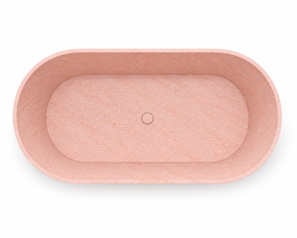 La Baignoire Îlot Monolithe Oblongue "Aura" en Marbre Rose de Portugal