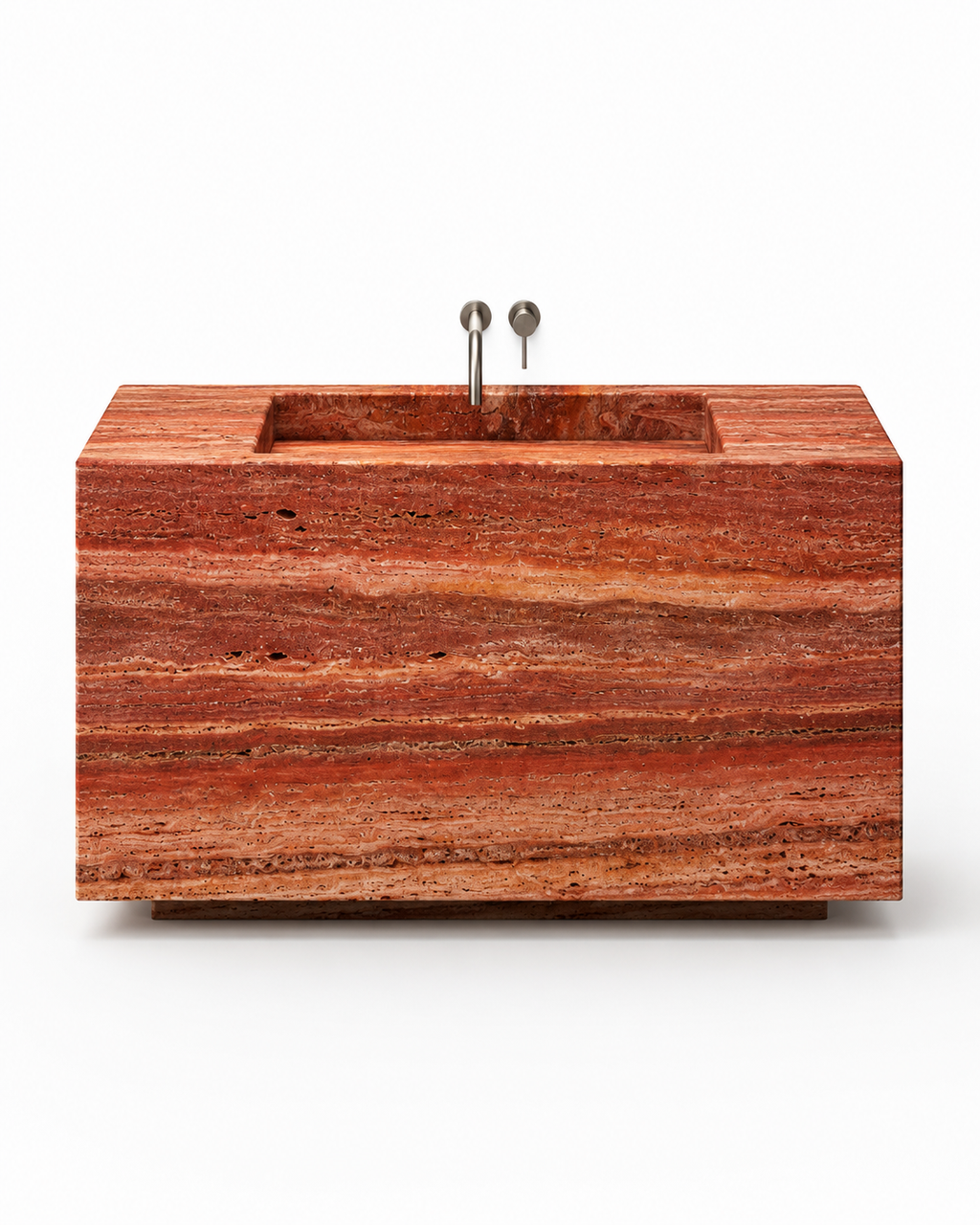"Tassili" red travertine basin