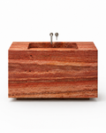 "Tassili" red travertine basin