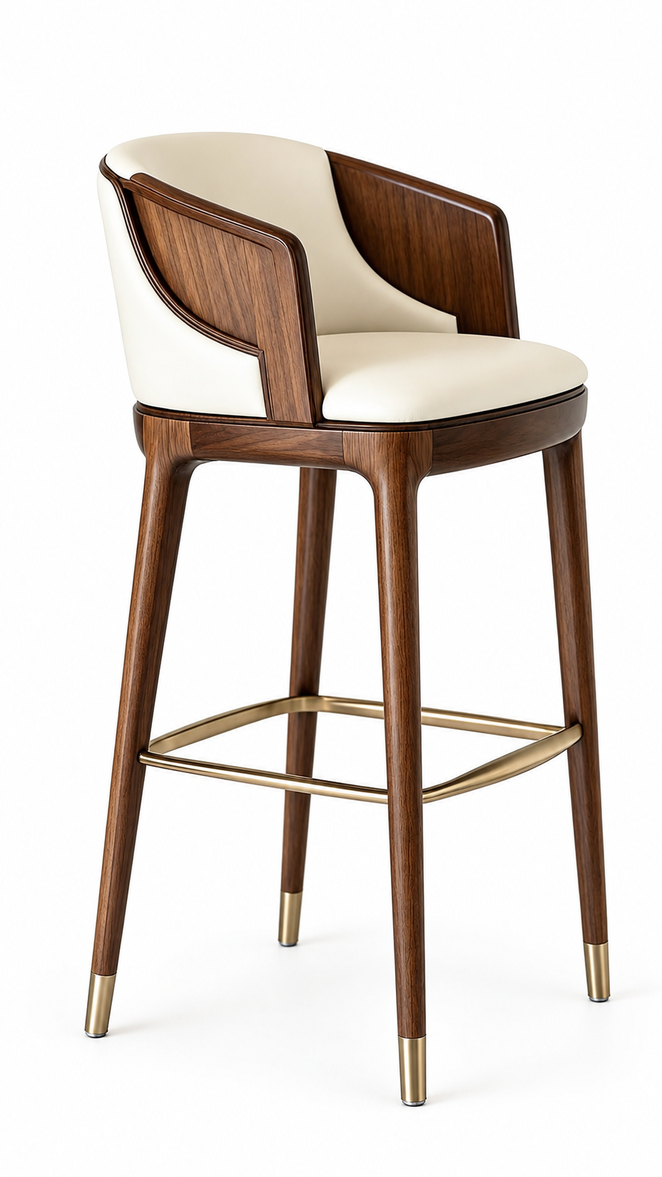 Le Tabouret de Bar "Éclipse" en Noyer et Cuir Crème