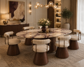 La Chaise de Repas Pivotante "Cône" en Laine Bouclée et Noyer