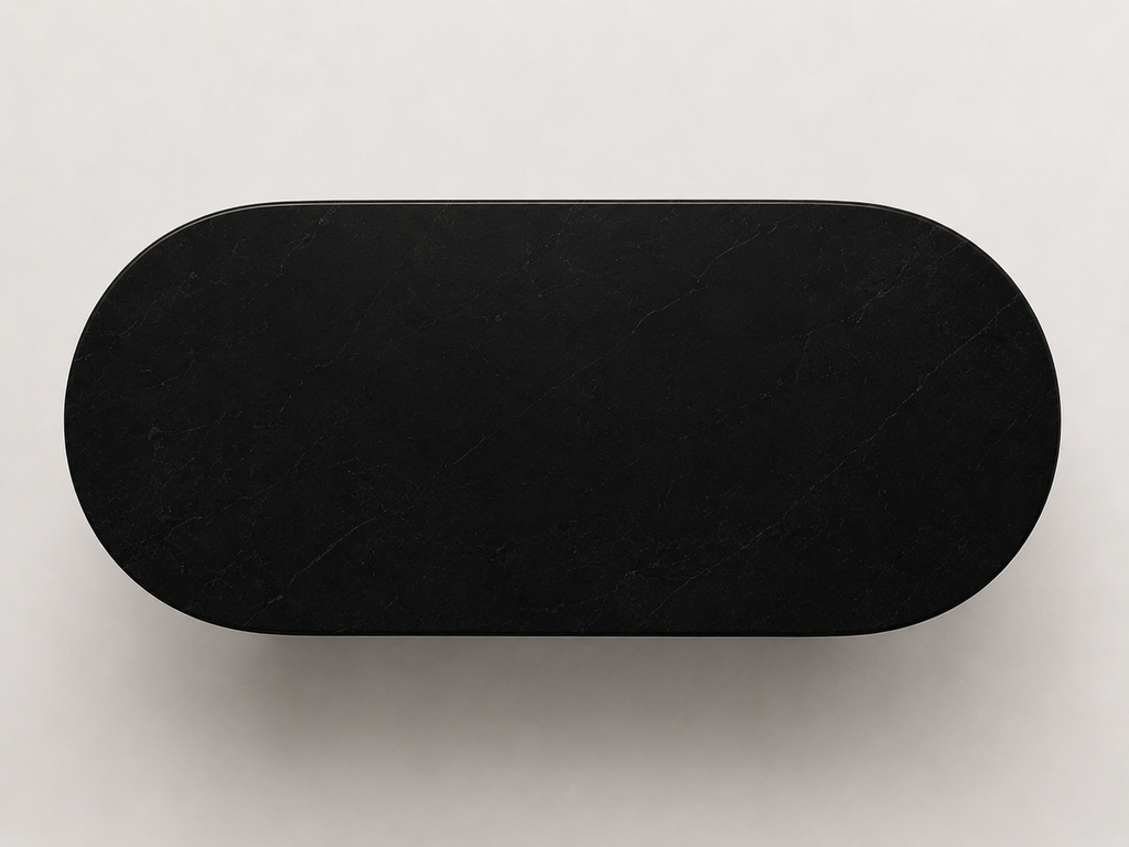 La Table de Repas Oblongue "Monolithe" en Marbre Noir Marquina