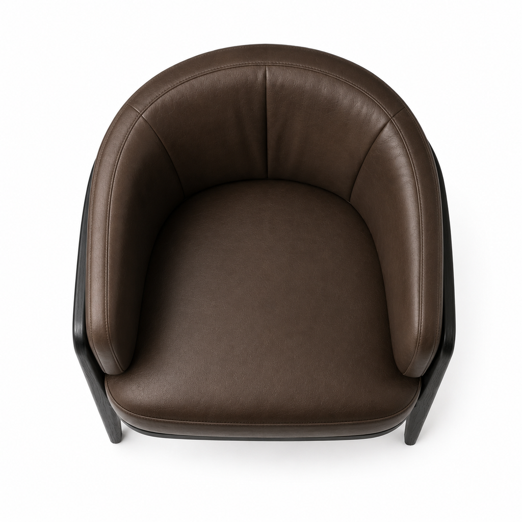 Le Fauteuil Bridge Lounge Épousant "Club" en Cuir Chocolat et Structure Noire