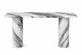The "Olympe" Oblong Console Table with Fluted Columns in Arabescato Marble