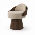 The "Totem" Chair in Walnut and Bouclé
