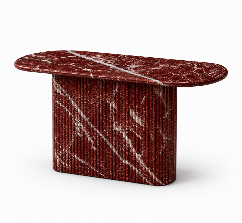 The "Palazzo" Fluted Oblong Console in ROSSO LEVANTO Marble