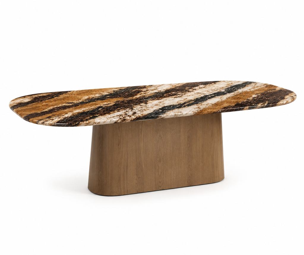 La Table de Repas Oblongue "Sédiment" en Breccia marble
