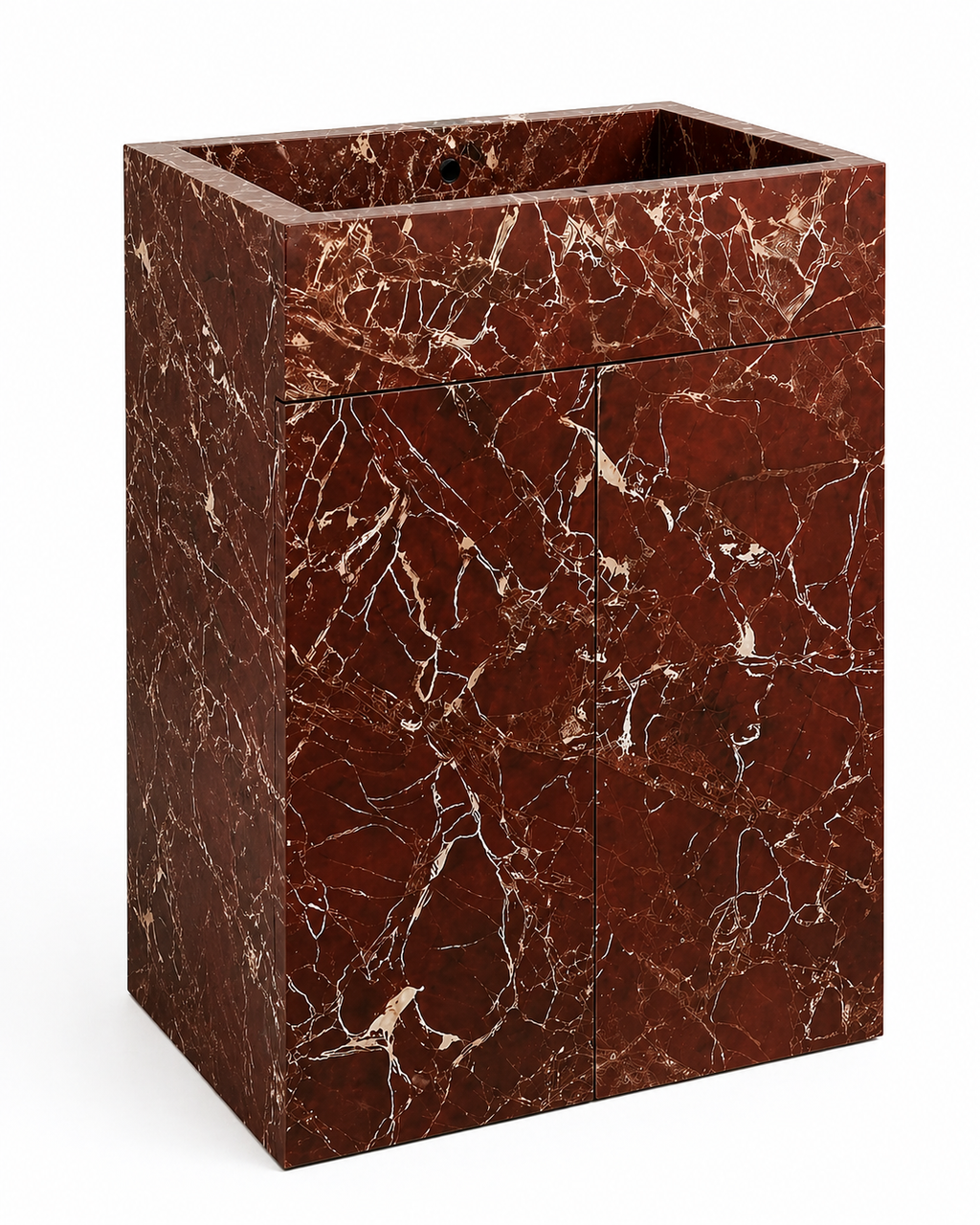 Le Meuble Vasque Monolithe Totem "Palazzo" en Marbre Rouge Levanto