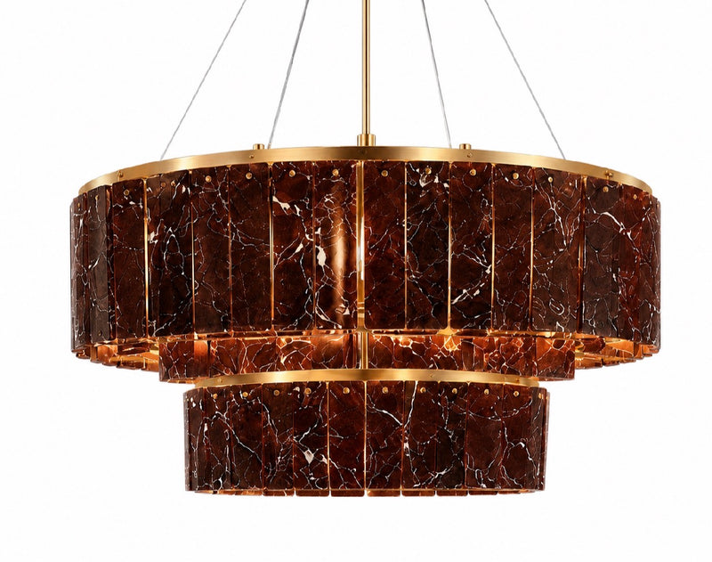 L’Éclat Rosso Levanto — Chandelier en marbre