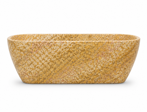 La Baignoire Îlot Monolithe Oblongue "Sirocco" en Quartzite Giallo Macaubas