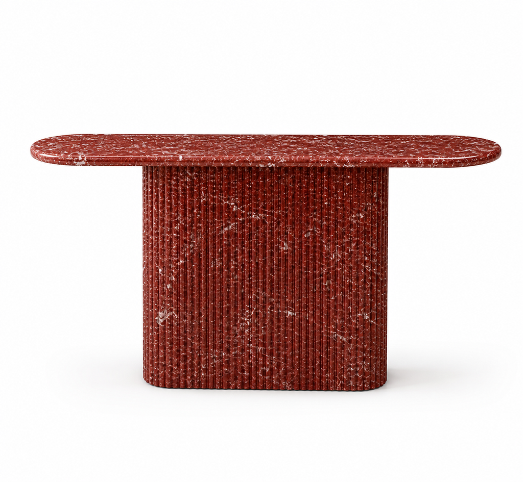 La Console d'Entrée Oblongue Cannelée "Palazzo" en Marbre Rouge Levanto