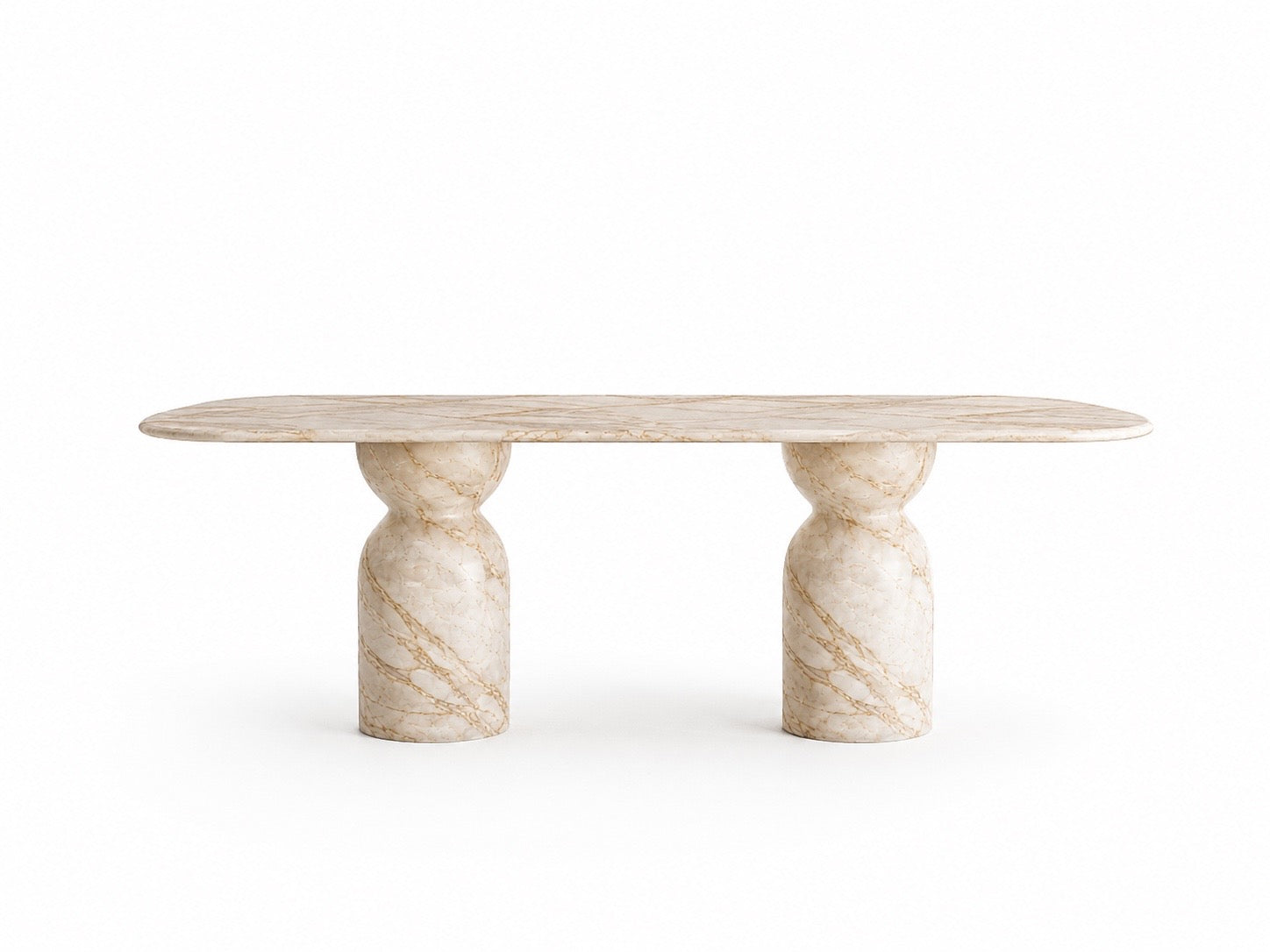 La Table de Repas Monolithe "Colonnade" en Marbre Crème