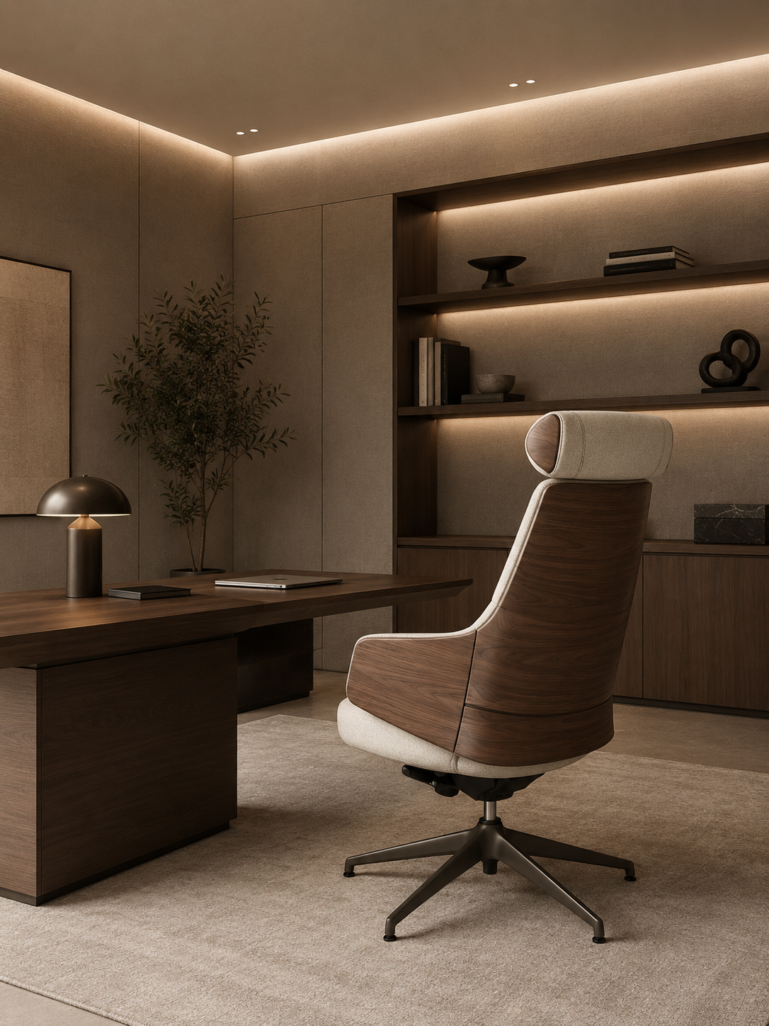 La Chaise de Direction "Consulat" en Laine Bouclée et Noyer Galbé