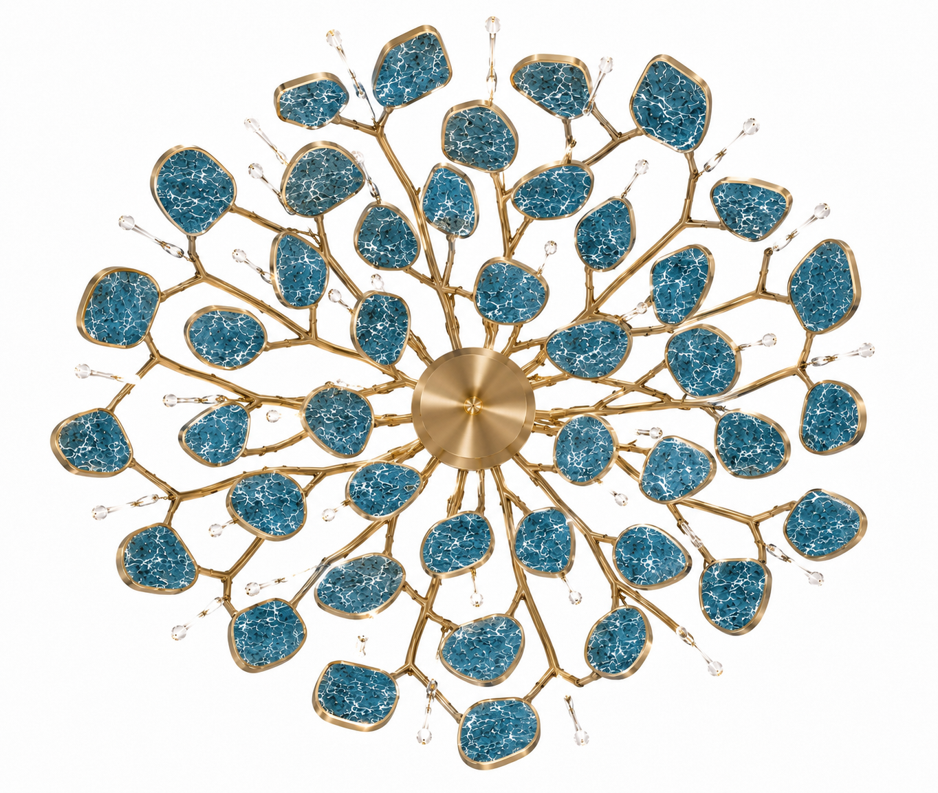 Le Lustre Monumental "Constellation" en sodalite Bleue et Laiton Doré