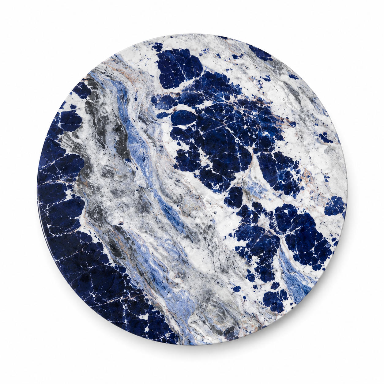 Le Guéridon Géométrique "Azurite" en Sodalite Bleue