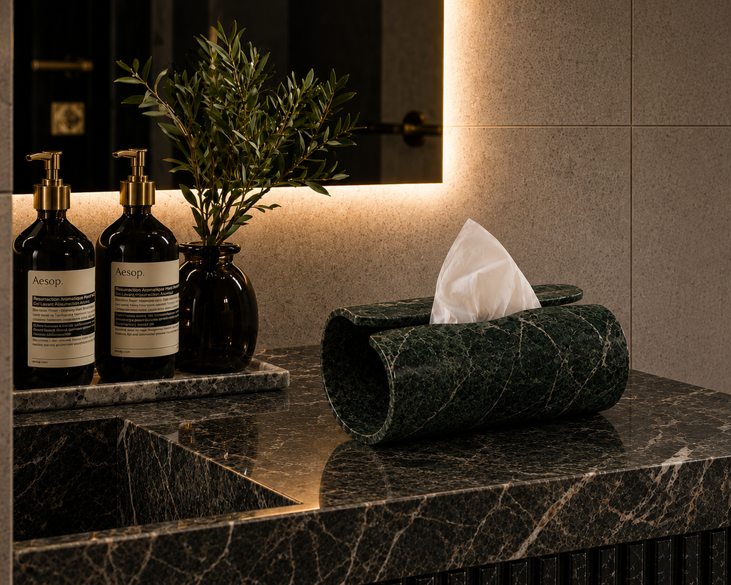 "Sediment" green forest marble Dispenser